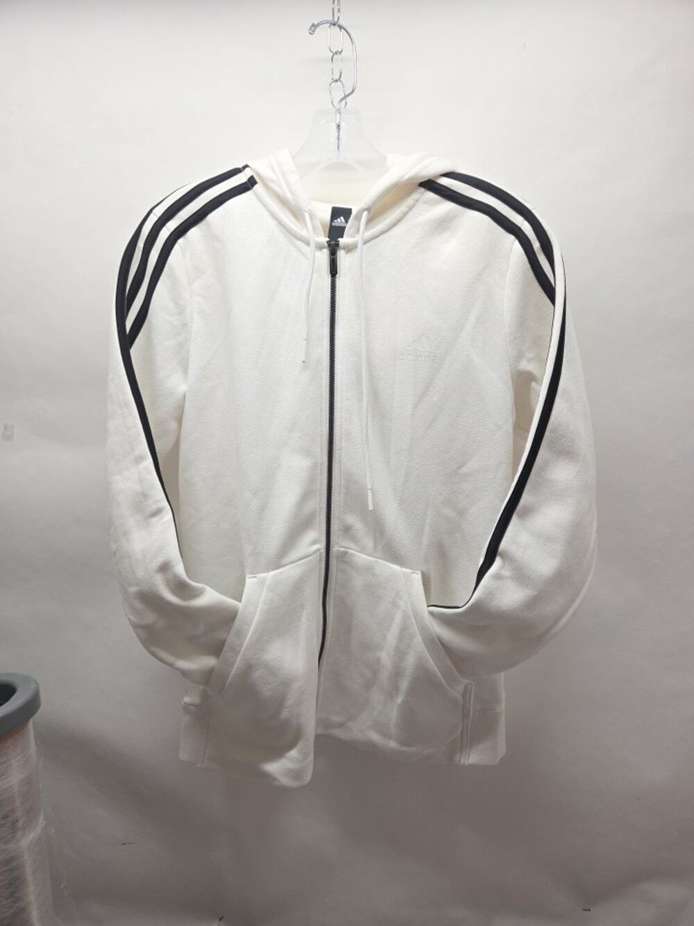 Adidas Essentials Medium 3-Stripes Full-Zip Fleece Women's Hoodie White/Black